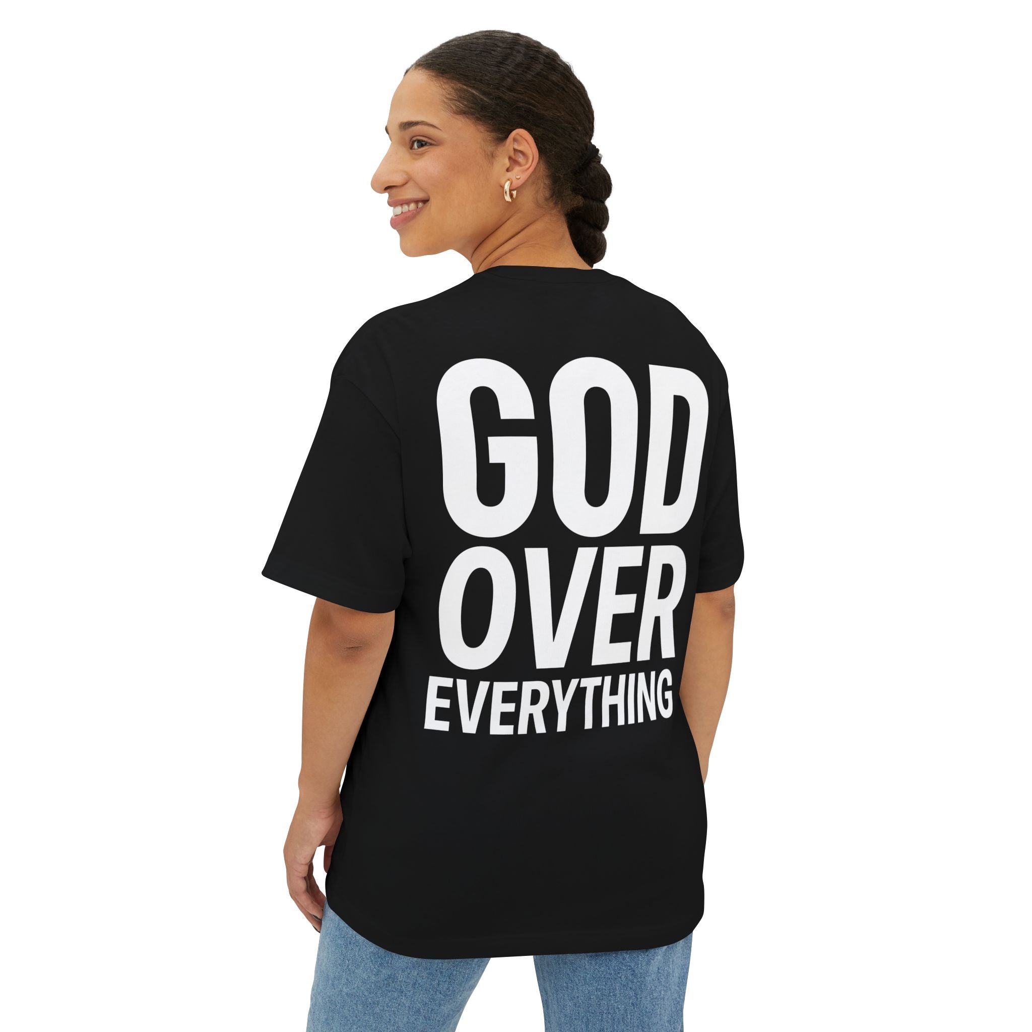 God Over Everything Tee — Jesus Portrait Christian Graphic T-Shirt